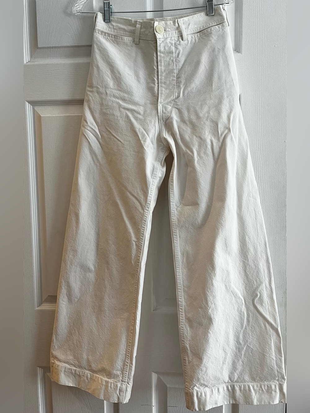 Jesse Kamm Wide-Leg Cream Cotton Pants